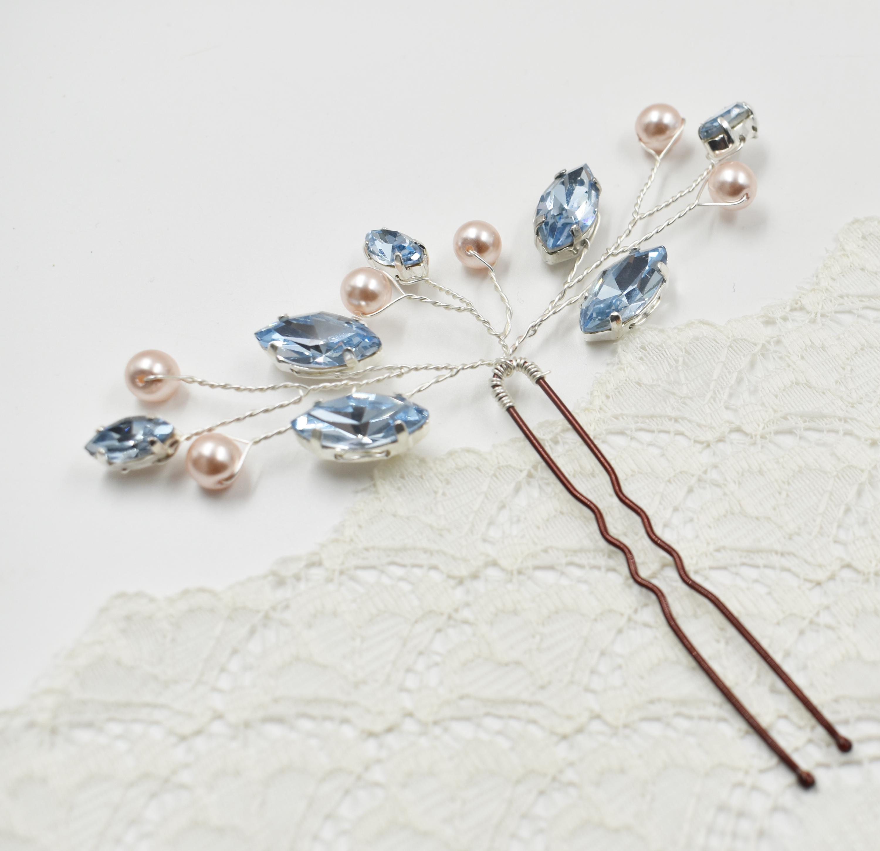 Women\'s 7 Pieces Rhinestone Crystal Handmade Bridesmaid Floral Pearl Hair Pins 6 PCS Crystal Pearl Flower Hair Clips with Rhinestone (Pure  main image 2