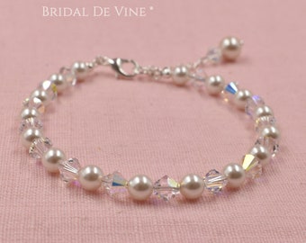 Bridal Pearl & Crystal Bracelet, Wedding Bracelet, Bridal Bracelet