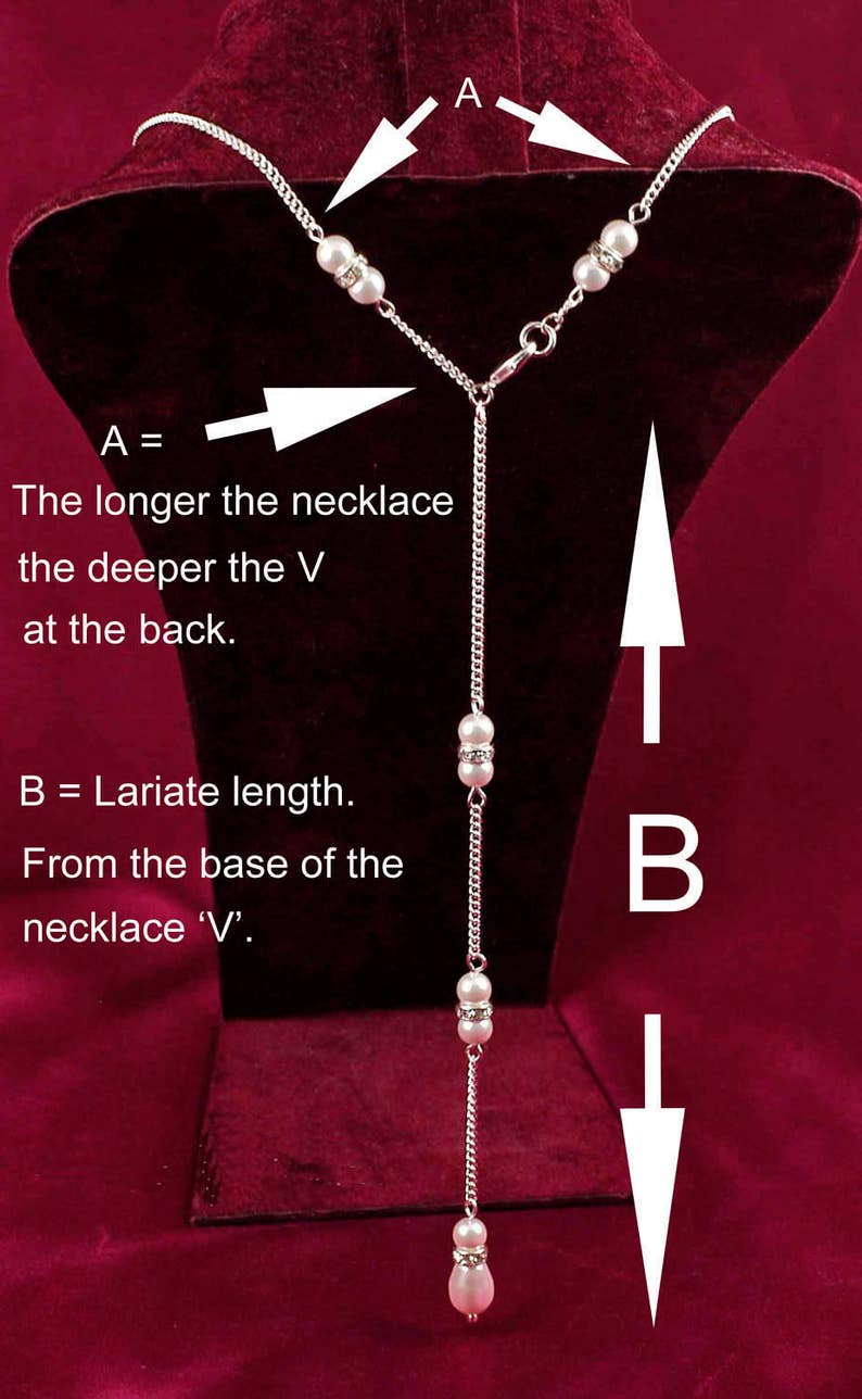 Backdrop Lariat Necklace Bridal Wedding Prom Pearls & Etsy UK