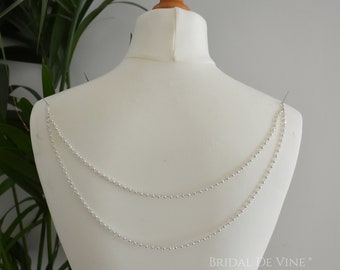 Bridal Back Necklace, Pearl & Crystal, Low Back, Thin Layer Bridal Back Jewellery,