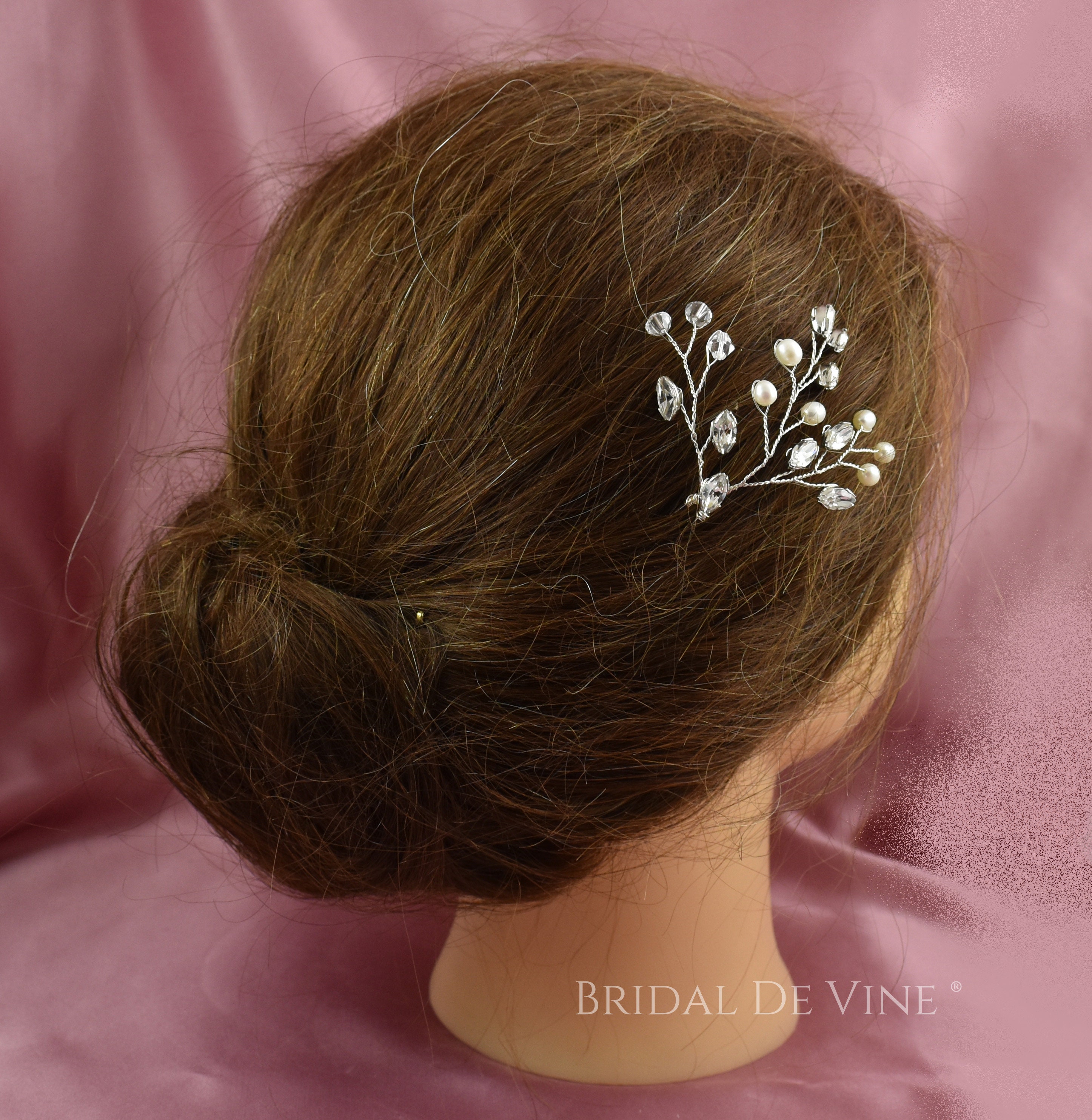 Bridal Hair Pins Pearl Diamante Hair Pin Spray Crystal Hair Etsy