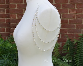 Bridal shoulder jewellery, Epaulettes, Arm Jewellery, Necklace, Beaded Sleeves, Pearl & Crystals