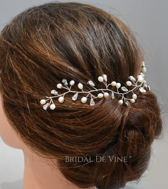 Swarovski Crystal and Pearl Bridal Hair Vine Swarovski Crystal and Pearl Bridal Hair Vine, Swarovski  main image 4