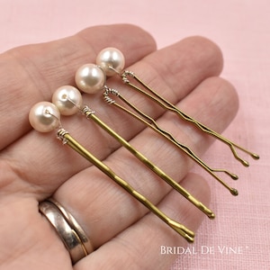 Set 5, or 10 Bridal Pearl Hair Bobby Pins, Quality Pearls, Ivory, White, Classic, Wedding Hair Grips 8mm image 7
