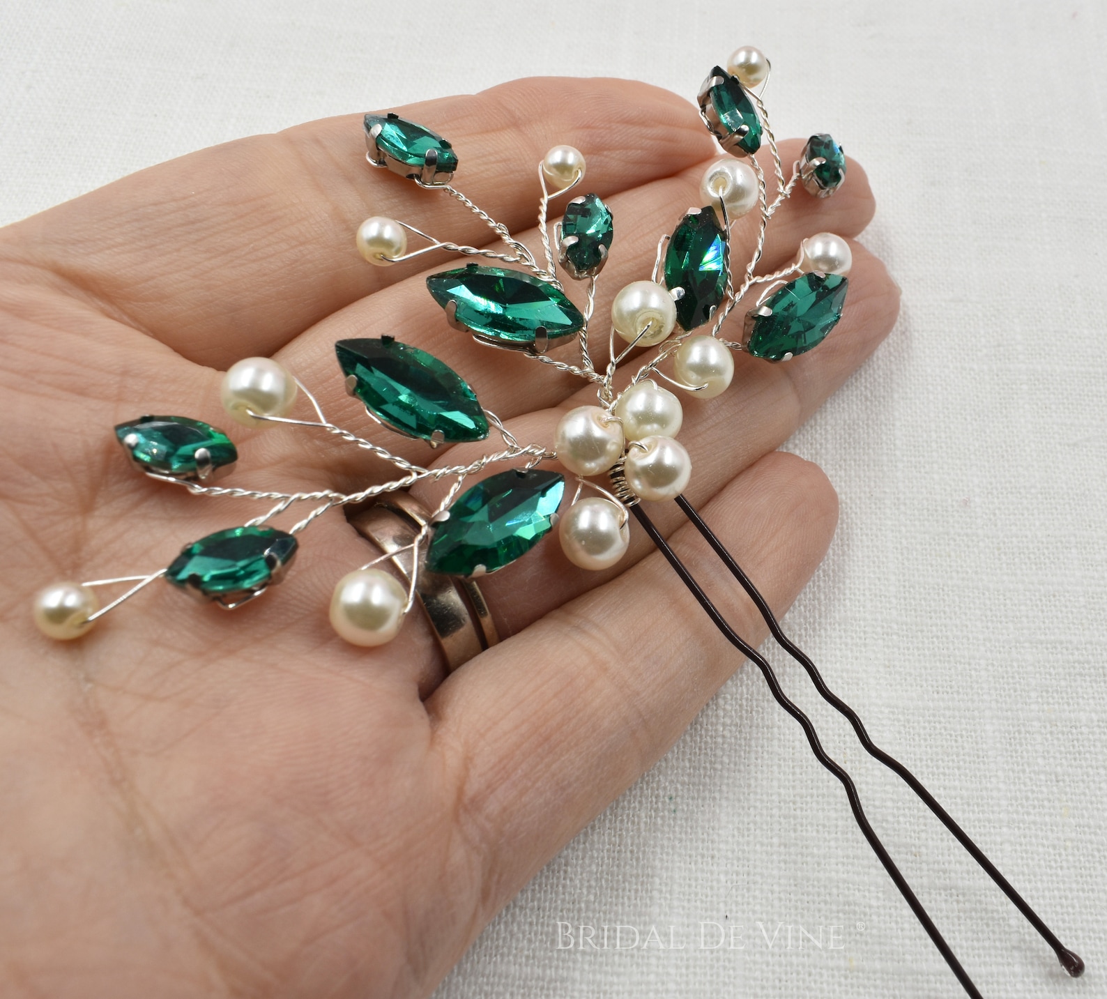 Emerald Green Hair Pins Rhinestone Hair Accessories Red Blue Etsy UK