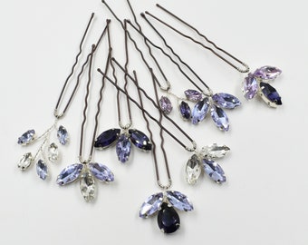 Purple, Violet, Lilac,  Lavender  Rhinestone Bridal Hair Pin, Bridesmaids Hair Accessories