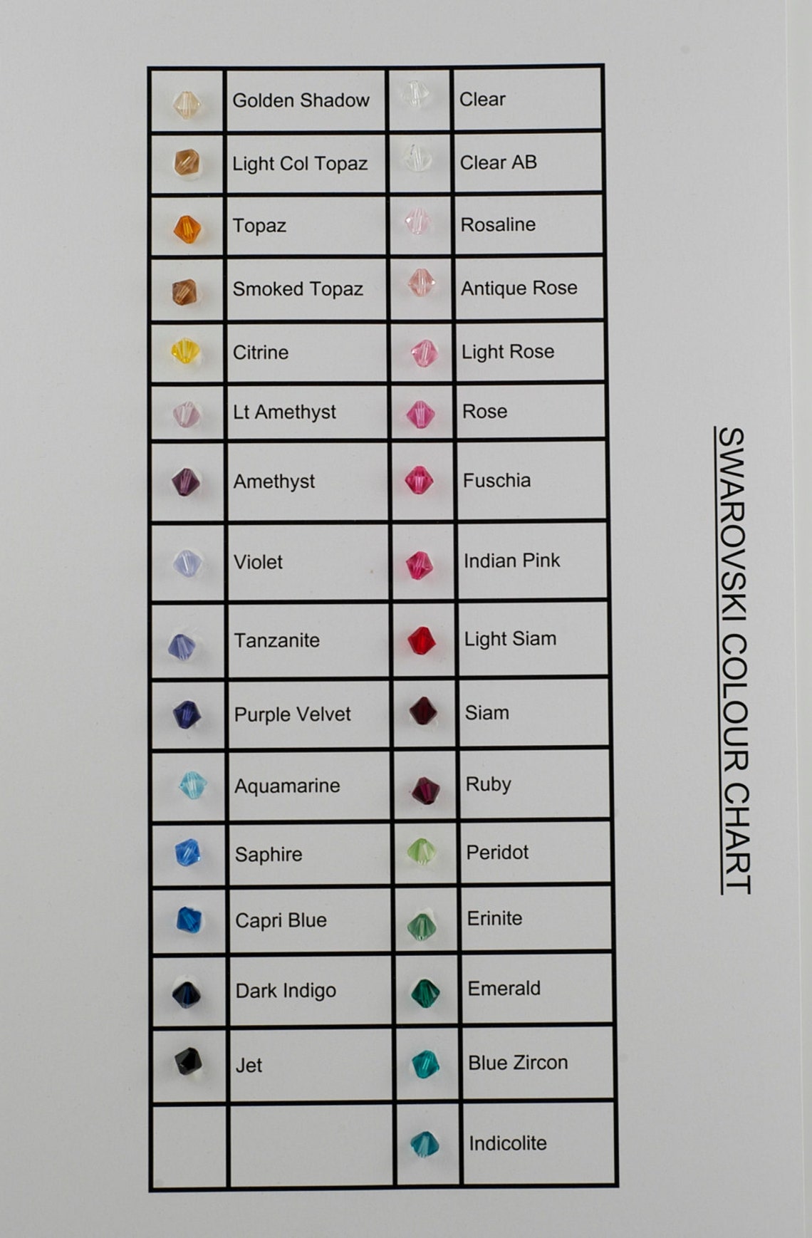 Jewelers Color Chart