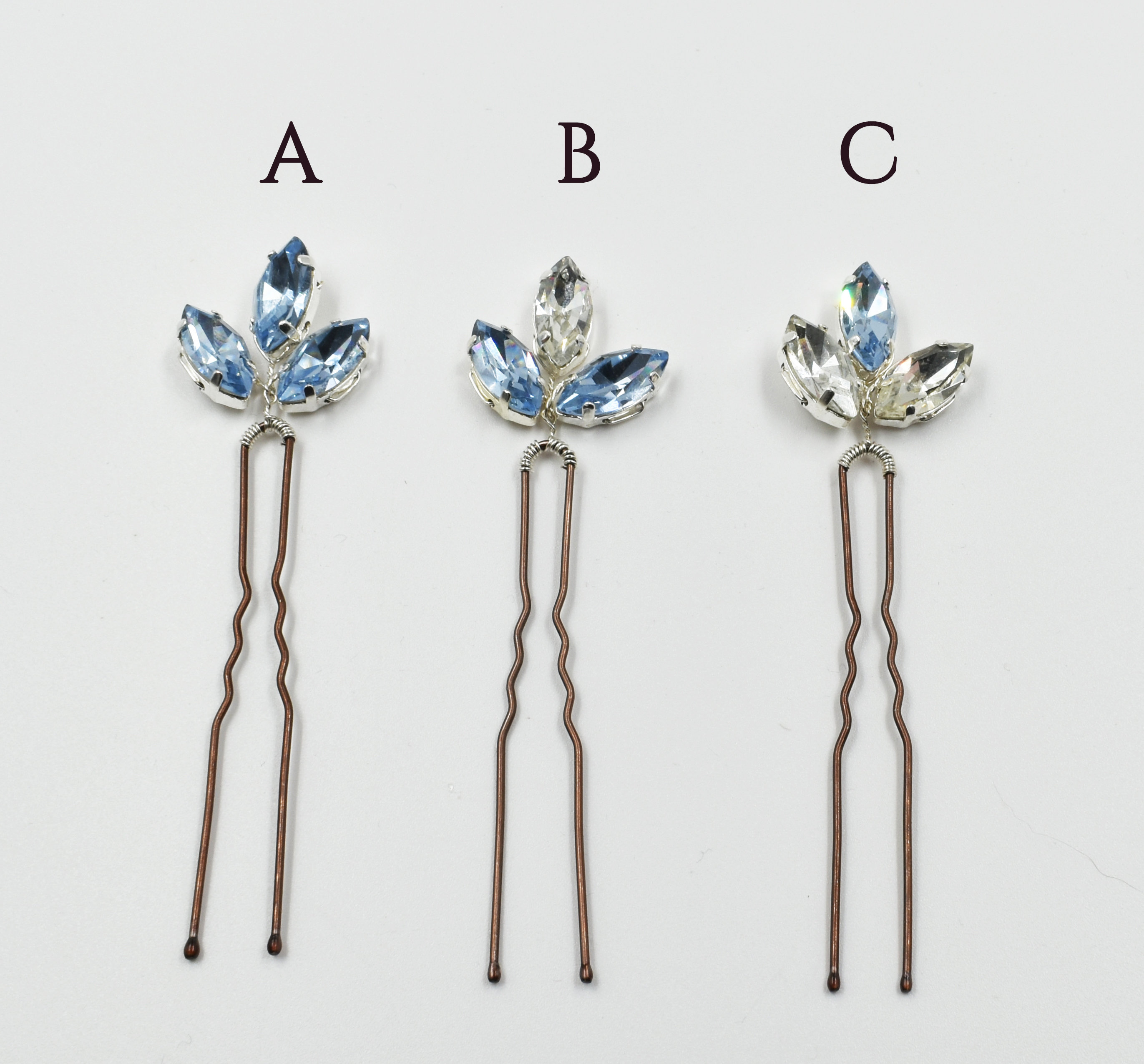 Light Blue Bridal Rhinestone Hair Pin Hair Accessories Etsy