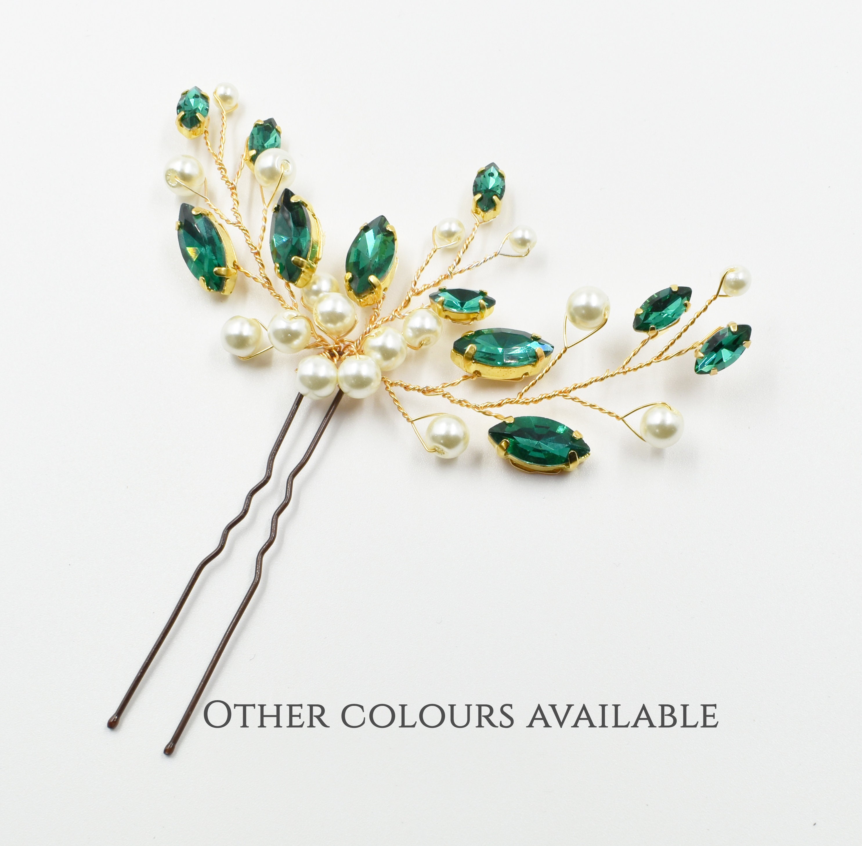 Emerald Green Hair Pins Rhinestone Hair Accessories Red Blue Etsy UK