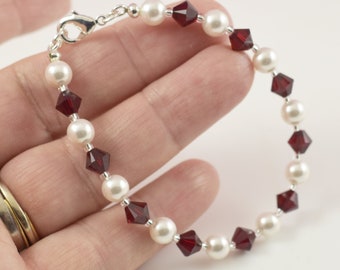 Pretty Bridesmaids Dark Siam Red Burgundy Bracelet With CRYSTALLIZED™ Swarovski Elements