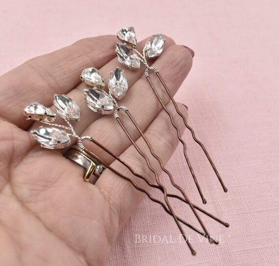 Sparkly Silver Bridal Hair Pins Wedding Hair Pins Crystal Pins Wedding Hair Accessories Etsy UK