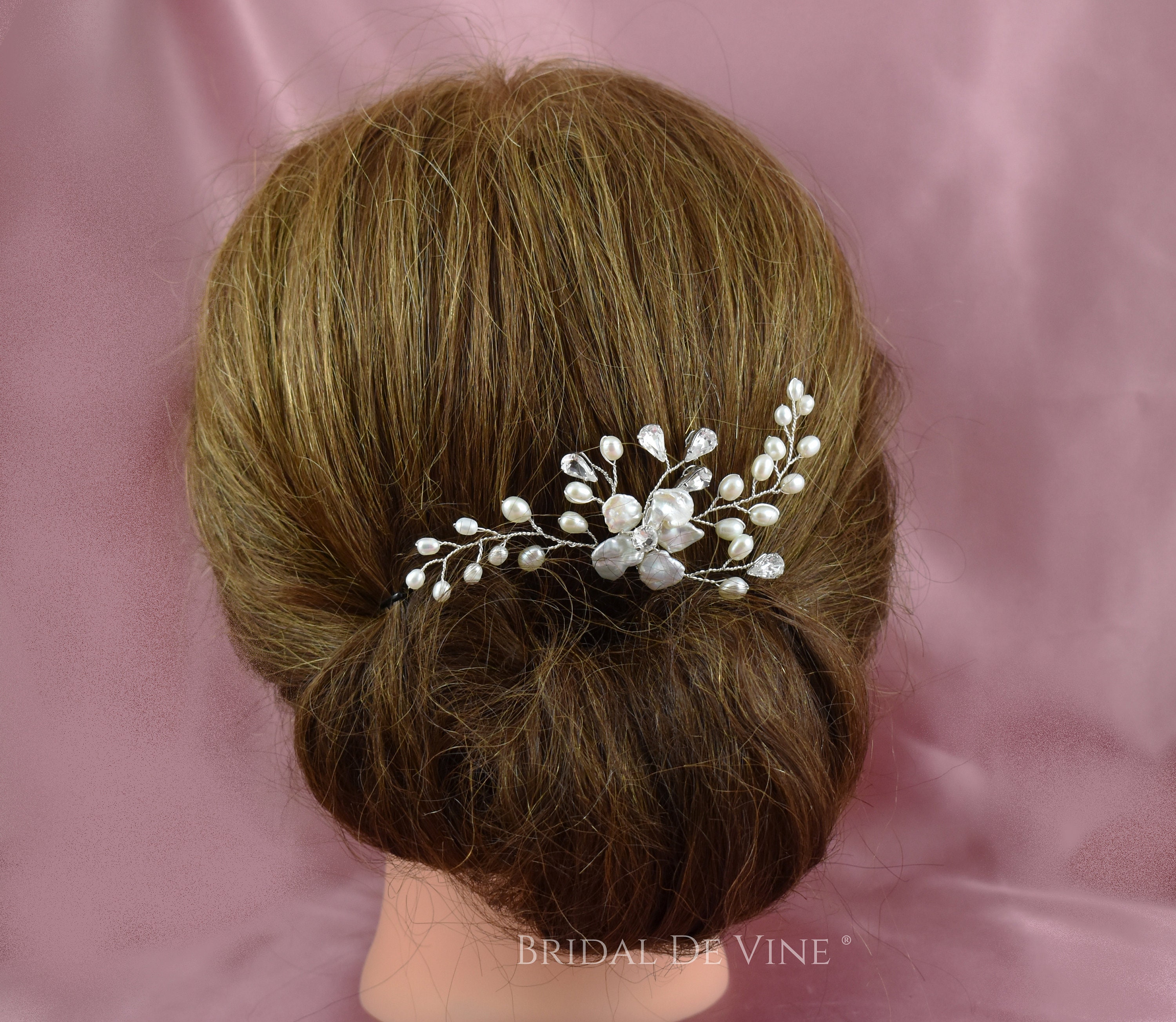 Bridal Diamante Keishi Rice Freshwater Pearl Hair Pin Etsy