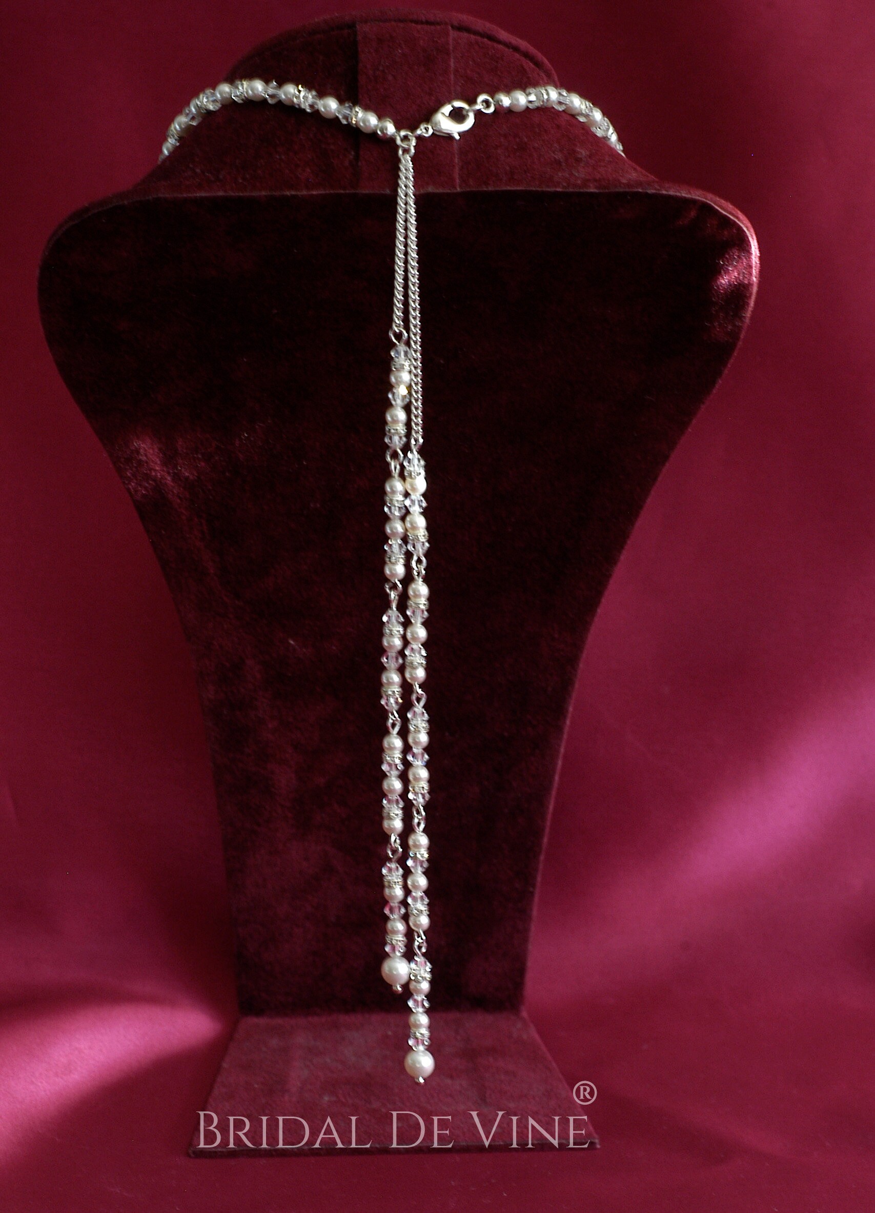 Delicate Bridal Backdrop Necklace Wedding Back Jewellery Made Etsy UK