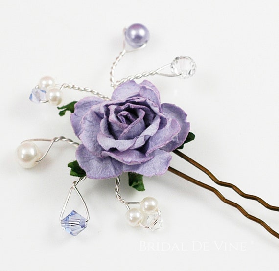 purple hair accessories for bridesmaids