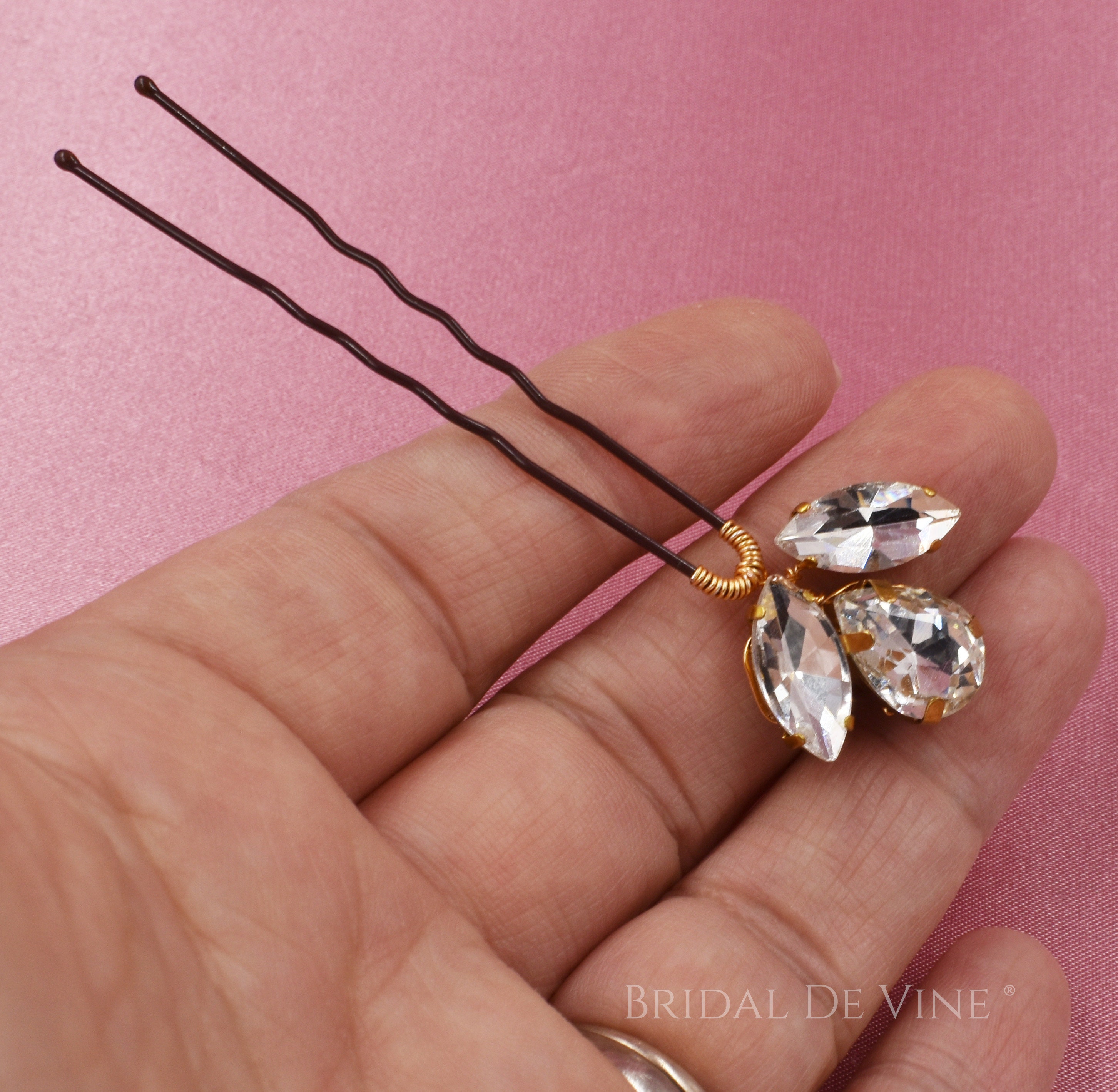 Gold Bridal Diamante Hair Pins Crystal Wedding Hair Etsy