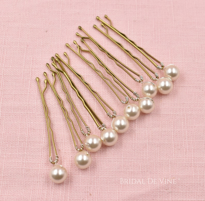 Set 5, or 10 Bridal Pearl Hair Bobby Pins, Quality Pearls, Ivory, White, Classic, Wedding Hair Grips 8mm image 9