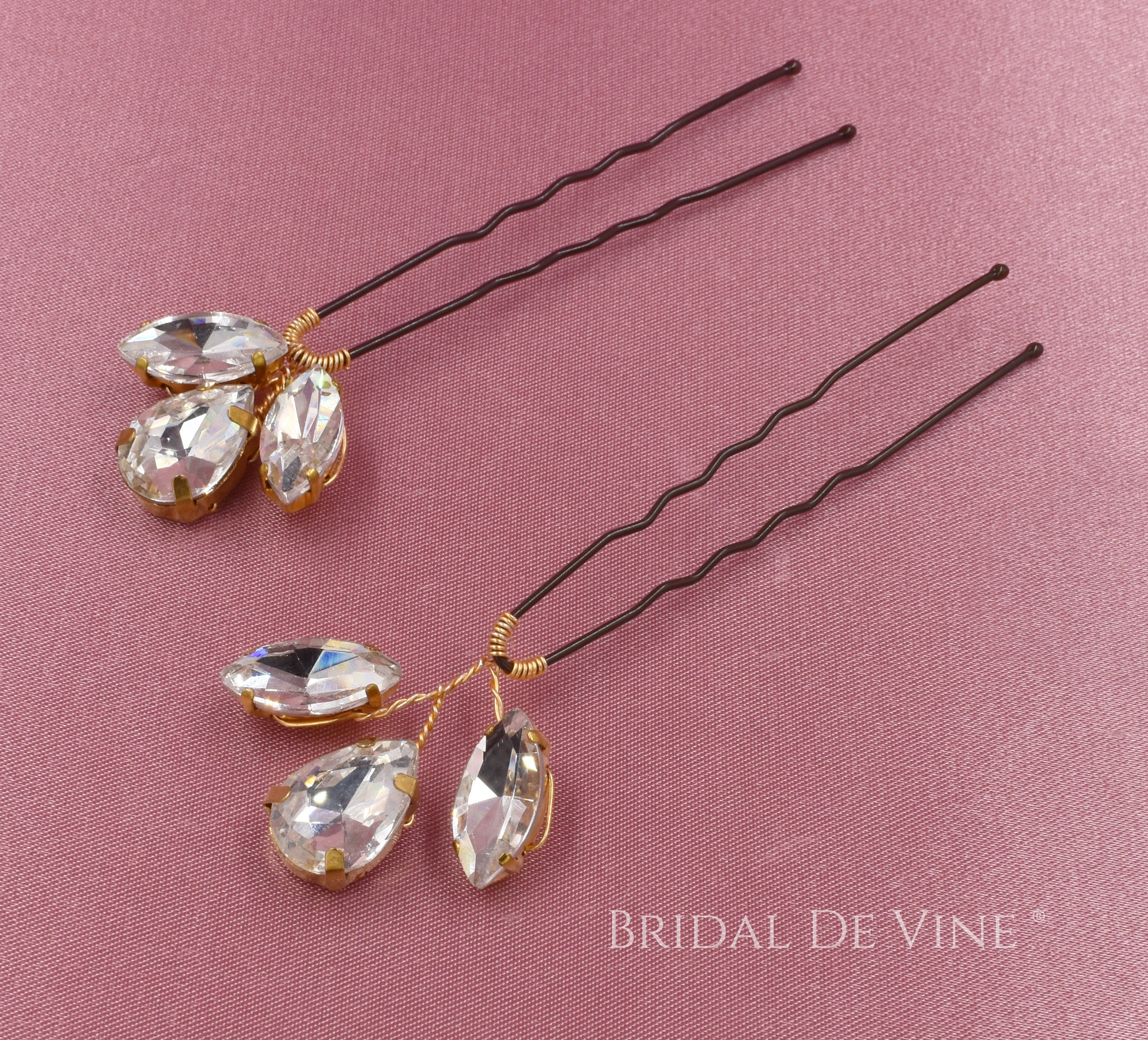Gold Bridal Diamante Hair Pins Crystal Wedding Hair Etsy UK