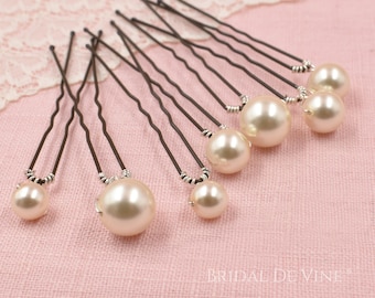 Bridal Hair Pearl Hair Pin Set of 7, 5 or 3 Single Pearl Hair Pins, Wedding Accessories