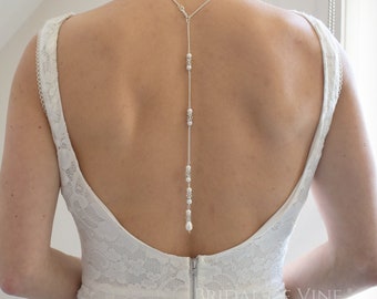 Bridal Backdrop Necklace - Wedding Prom  Pearls & Diamante Made with CRYSTALLIZED™ - Swarovski Elements