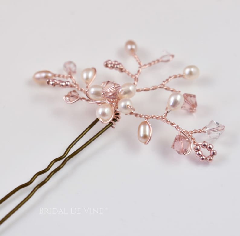 Rose Gold Bridal Hair Pins Hair Accessories Bridesmaids Hair Etsy