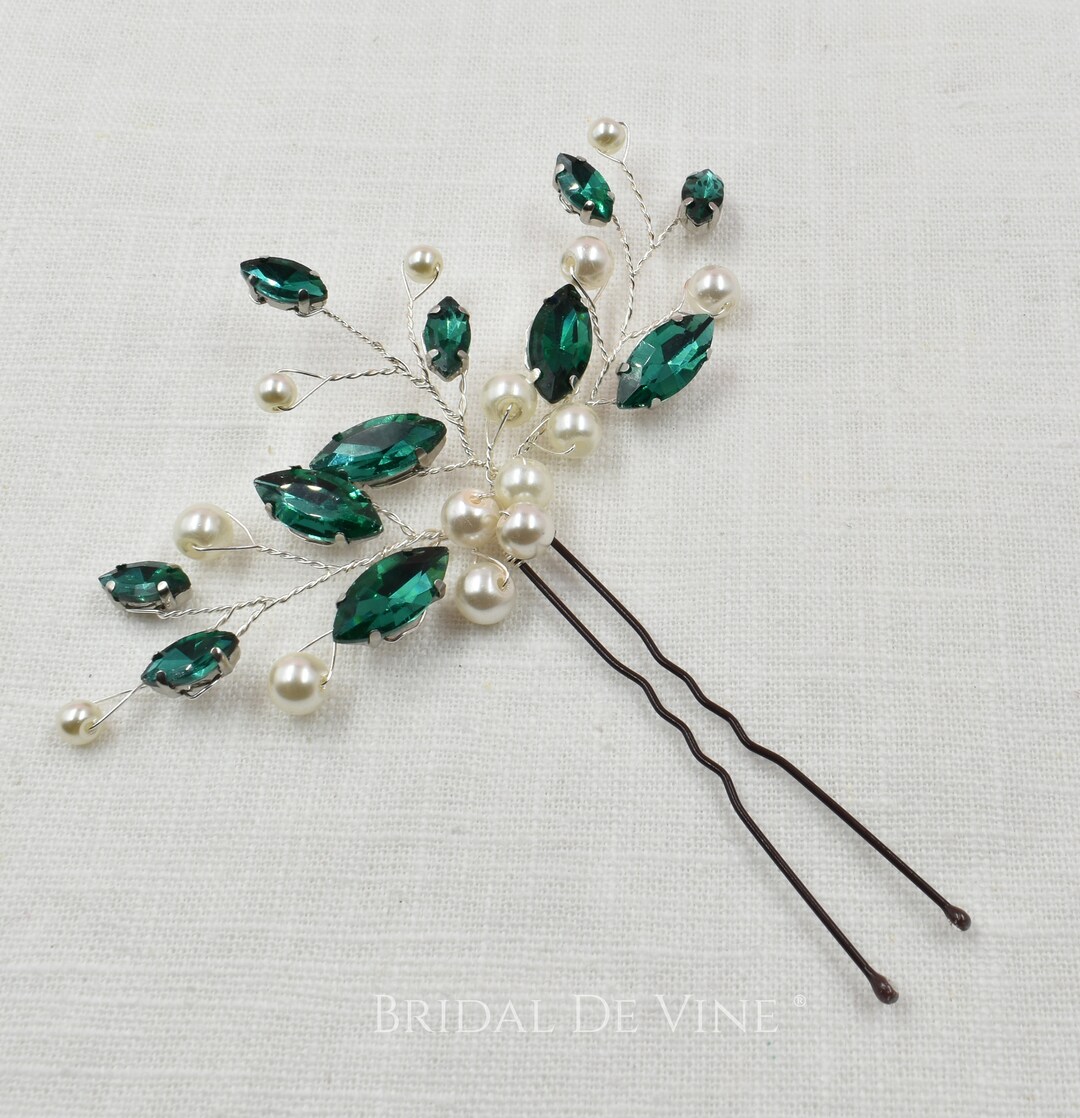 Emerald Green Hair Pins Rhinestone Hair Accessories Red Blue Etsy