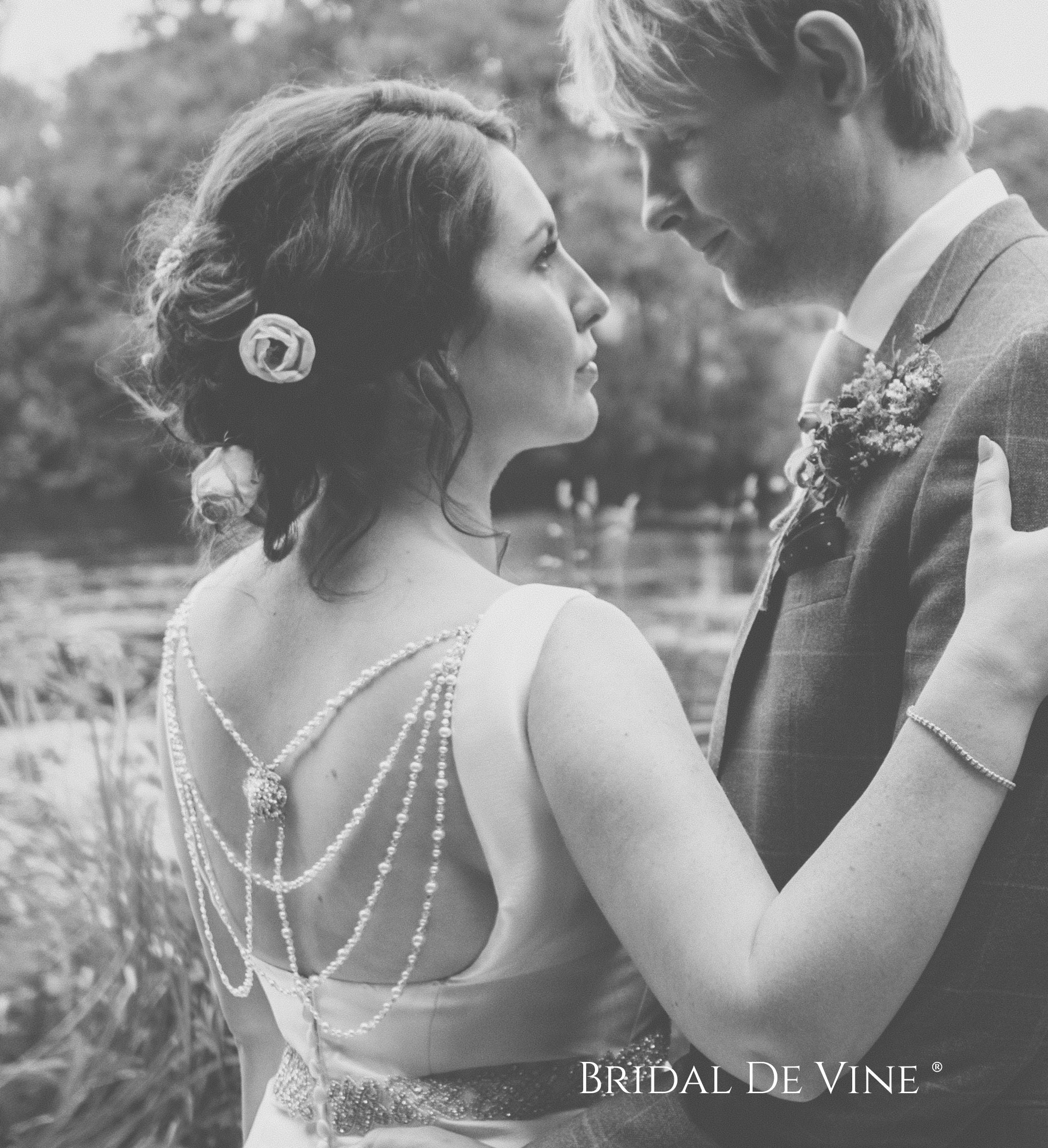sachin and babi light blue dress Bridal Back Necklaces for your Backless Wedding Gown – Joanna Bisley Designs main image 1