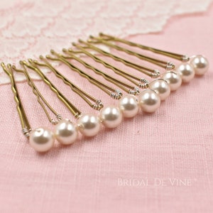 Set 5, or 10 Bridal Pearl Hair Bobby Pins, Quality Pearls, Ivory, White, Classic, Wedding Hair Grips 8mm image 6