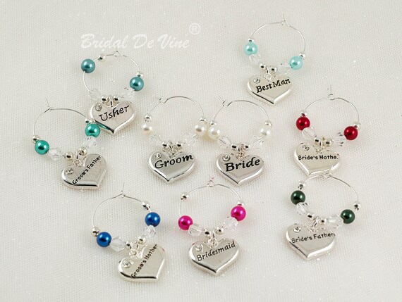 Best Man Beautiful silver wedding wine glass charms for decoration or favours 