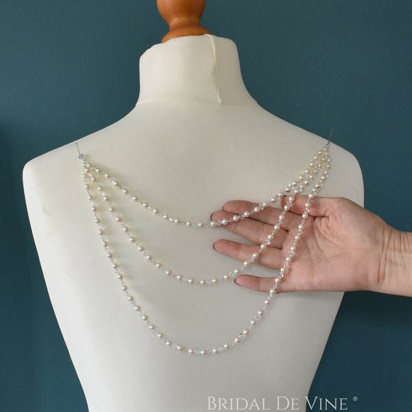 Bridal Back Jewellery, Backless Dress Backdrop Necklace, Back  Drape - Vintage Bridal Ivory & Crystal 'Naomi'