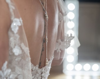 Bridal Backdrop Necklace, Back Jewellery, Wedding Jewelry,  Choker style Necklace