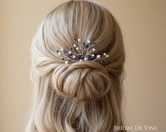 Bridal Navy and Pearl Hair Pin, Bridesmaids, Flower Girls Accessories