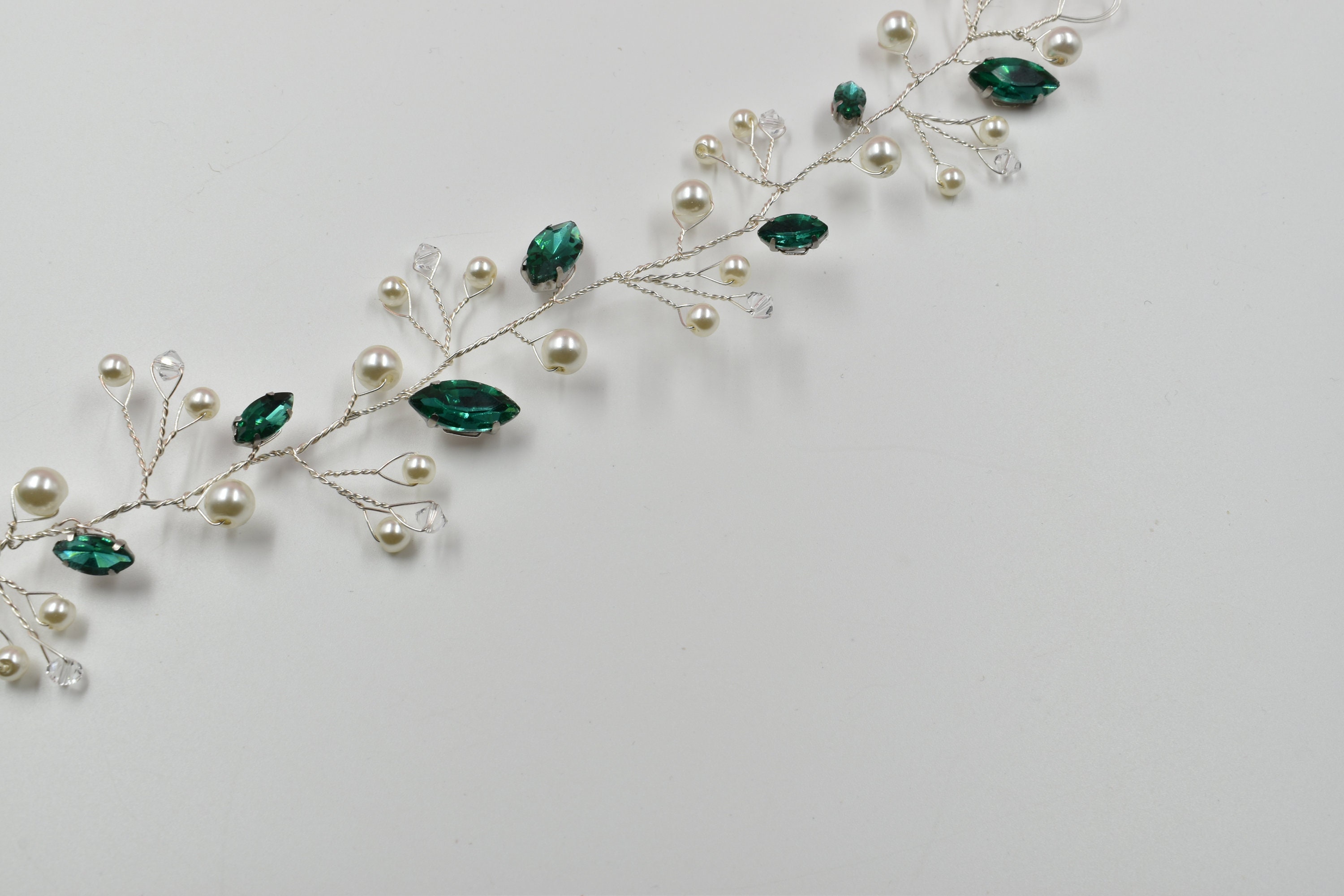 Emerald Green Bridal Hair Vine Bridesmaids Hair Accessories Etsy UK