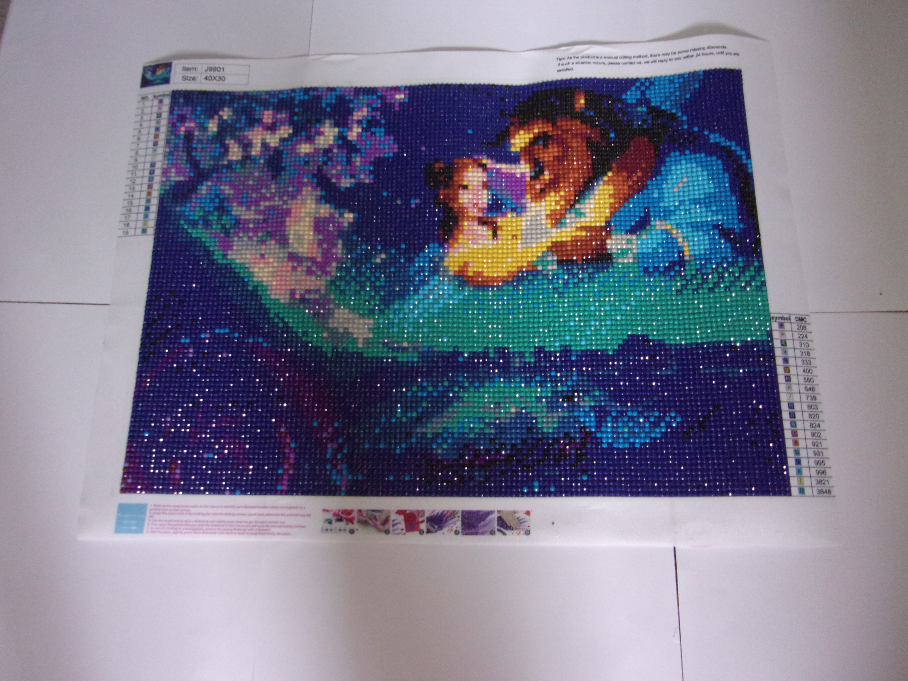 Unlisted, Wall Decor, Beauty And The Beast Diamond Painting Completed H44