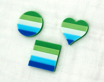MLM Magnetic Mask Charm Accessory - 3D printed - LGBTQ Pride, Love is Love,  Heart, Circle, Square flag, Gay, Green, Blue