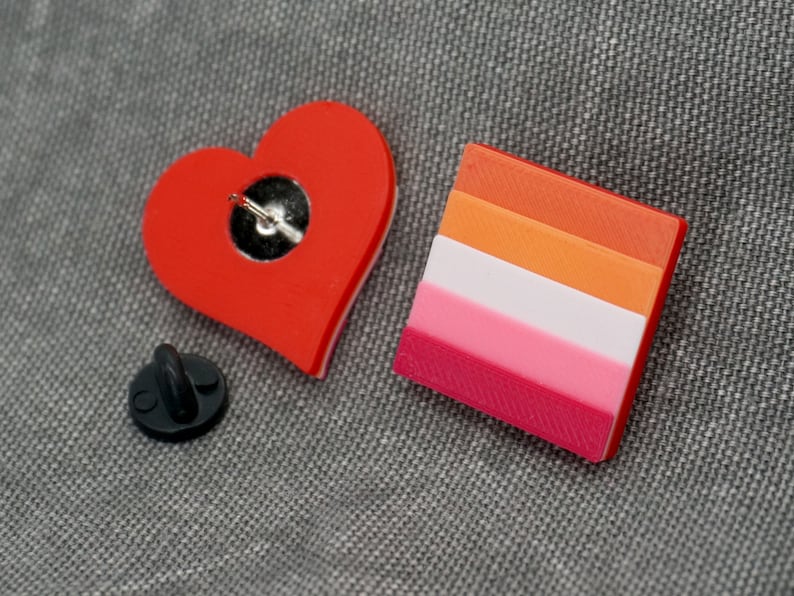 Lesbian Pride Pins - 3D Printed - LGBTQ, Love is Love, Heart, Circle ...