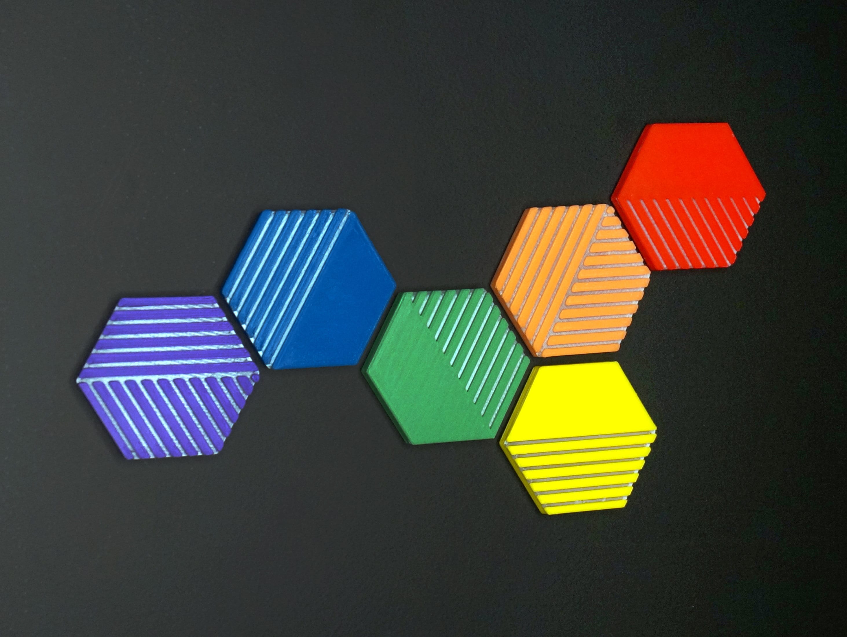 Rainbow Hex Fridge Magnets - 3D Printed - Set of 6 - Locker, Kitchen ...