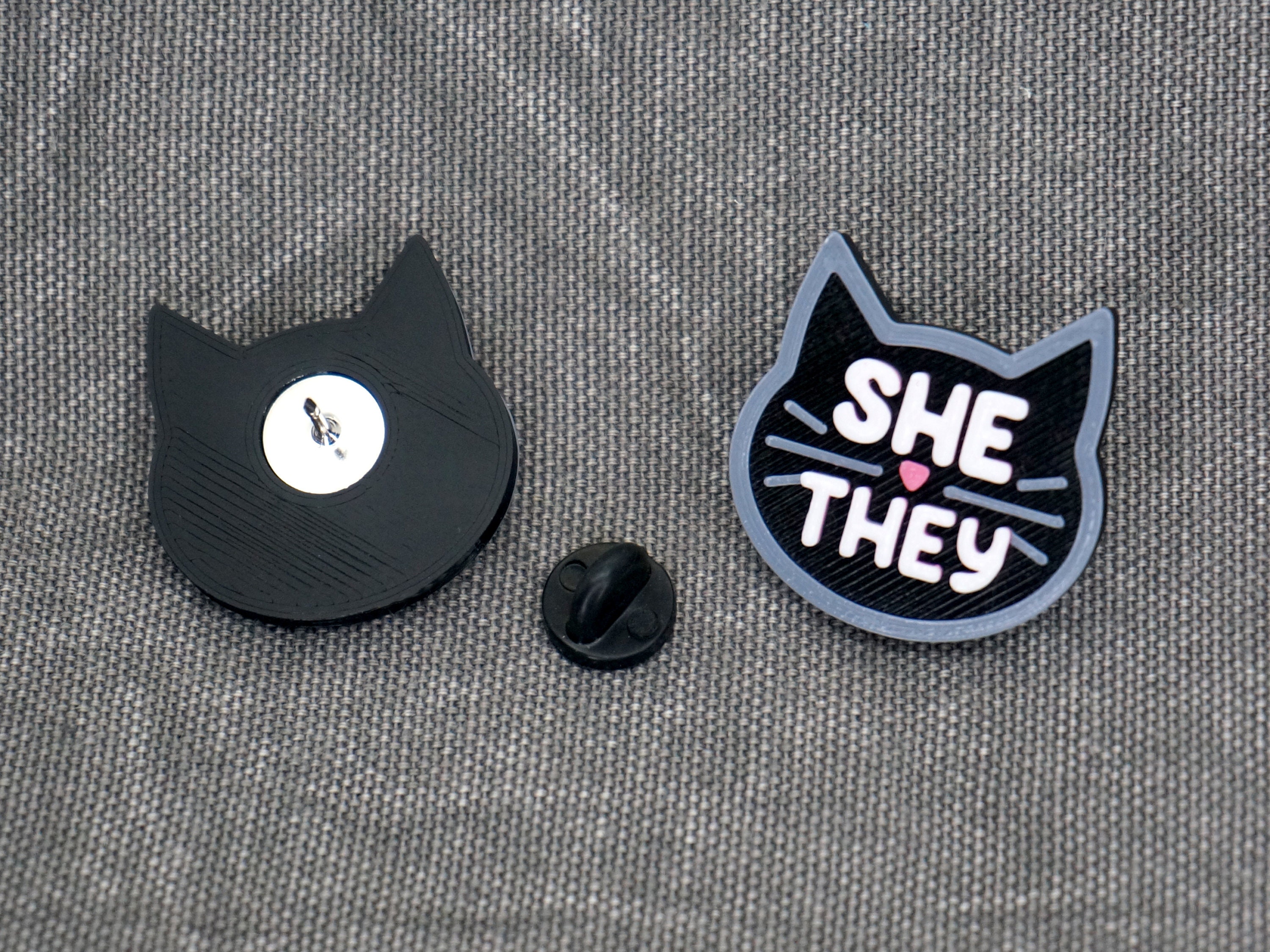 thumbnail image 2 of LGBTQ Black Cat Brooches - They/Them He/They She/They Gender Identity Pins For Backpack & Hat 2 of 12