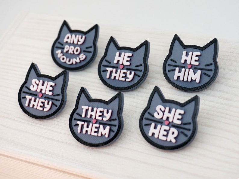 Cat Pronouns Pins She/her He/him They/them Any Pronouns Etsy