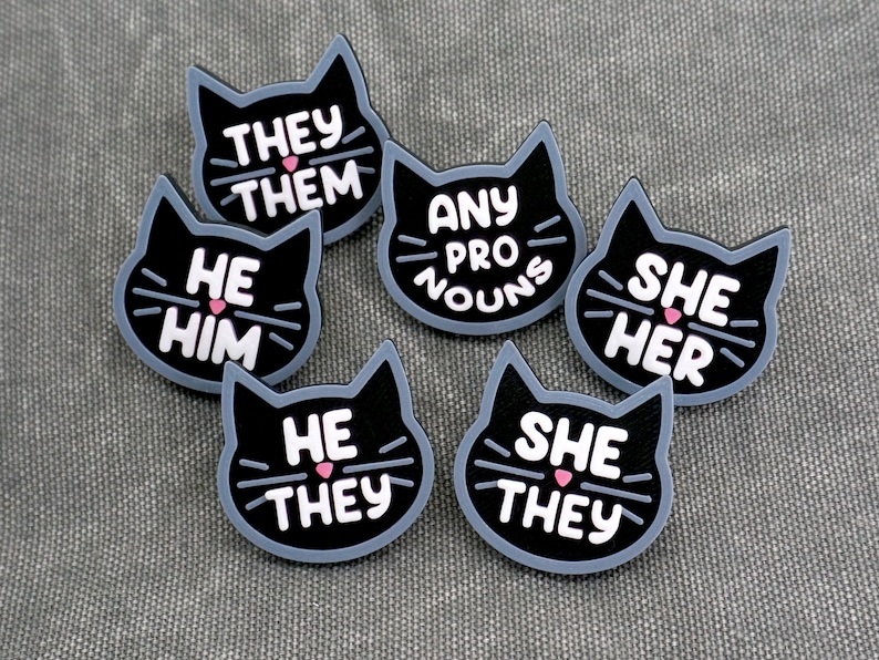 Cat Pronouns Pins She/her He/him They/them Any Pronouns Etsy