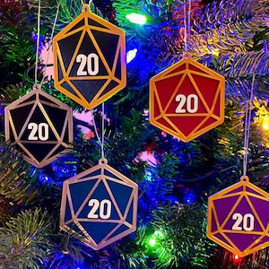 D20 Christmas Ornaments - 3d Printed - DnD, Nerdy, Geeky, Dice