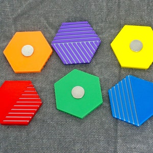 Rainbow Hex Fridge Magnets - 3D Printed - Set of 6 - Locker, Kitchen ...