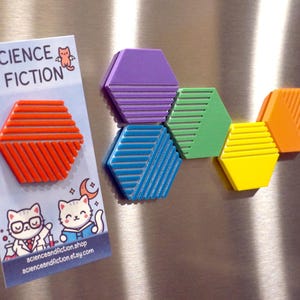 Rainbow Hex Fridge Magnets - 3D printed - Set of 6 - Locker, Kitchen, Refrigerator, Hexagon, Geometric