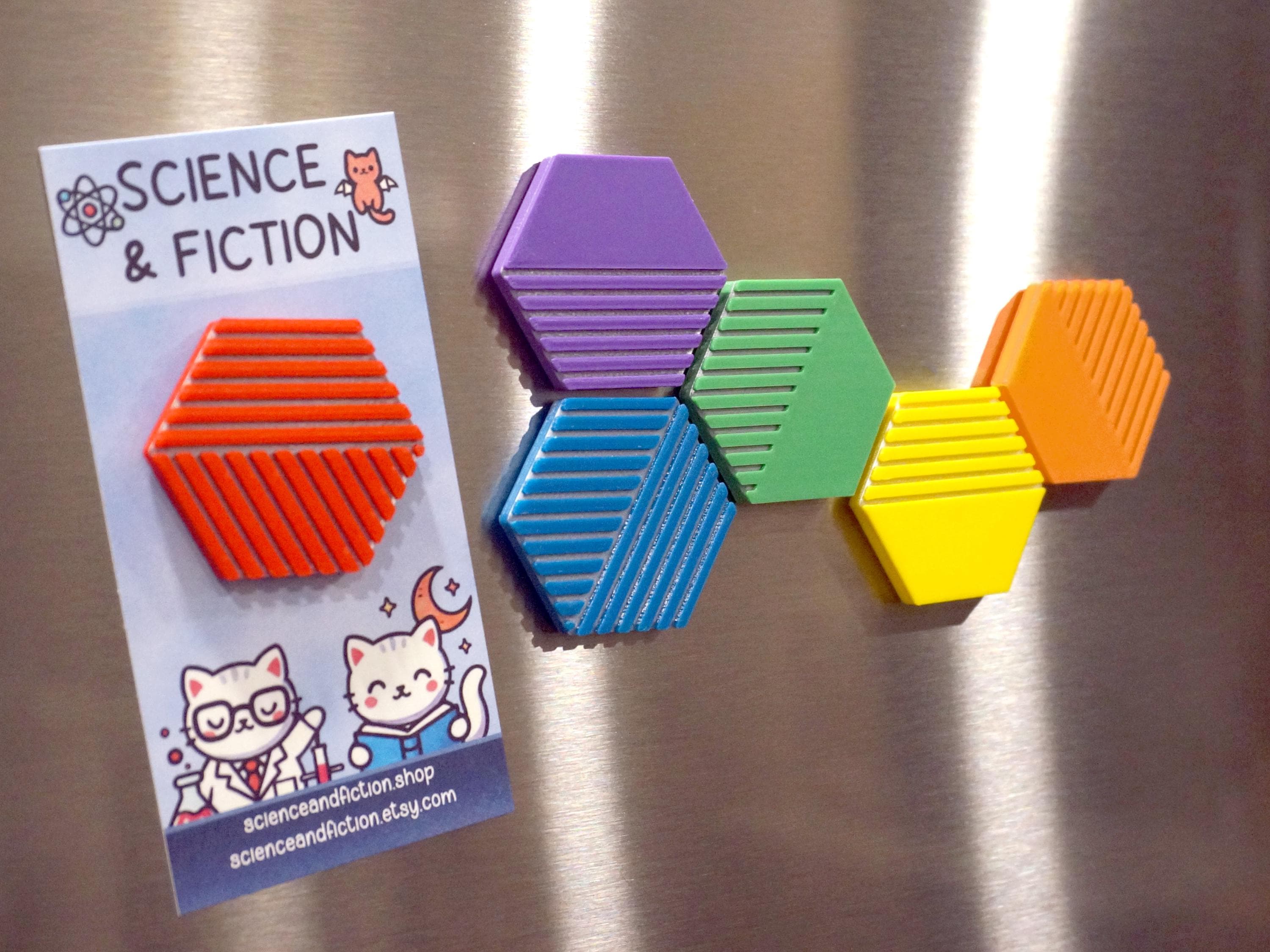 Rainbow Hex Fridge Magnets - 3D Printed - Set of 6 - Locker, Kitchen ...