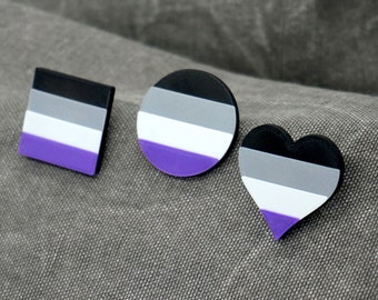 Asexual Pride Pins - 3D printed - LGBTQ, Heart, Circle, Square flag, Ace