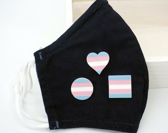 Trans Magnetic Mask Charm Accessory - 3D printed - LGBTQ Pride, Heart Circle Square flag Transgender