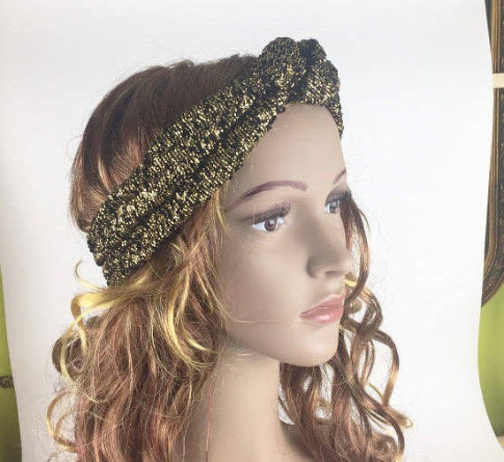 Knot Headband Gold Headband Boho Sequin Headband 20 S Metallic Turban Disco Headband Women Headband Adult Hair Accessories Gatsby Headband