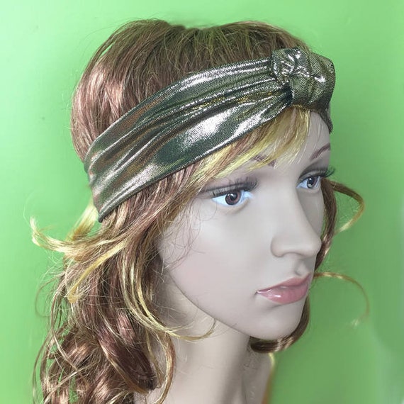 Gold Headband Front Knot Headband Disco Headband Metallic Bandana Women Hair Accessories Gatsby Headband Shimmering Headband Retro Bandana
