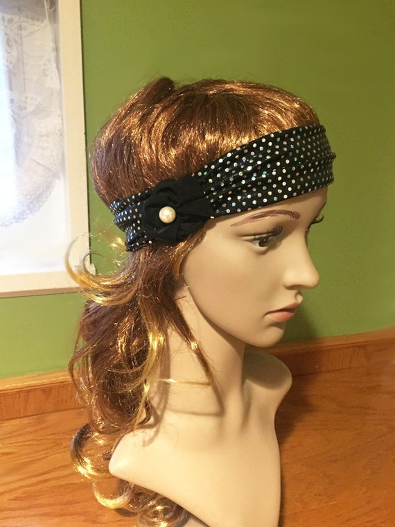 Polka Dots Headband Retro Headband Flower Headband Silver Headband Trendy Hair Wrap Shimmering Flapper Disco Headband Women Hair Accessories