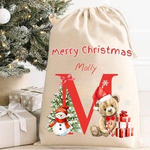 Personalized Christmas Sack: Festive Design, Drawstring Closure.