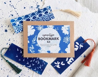 DIY Cyanotype Bookmark Kit with Square Corners: Mindful Art Gift for Readers